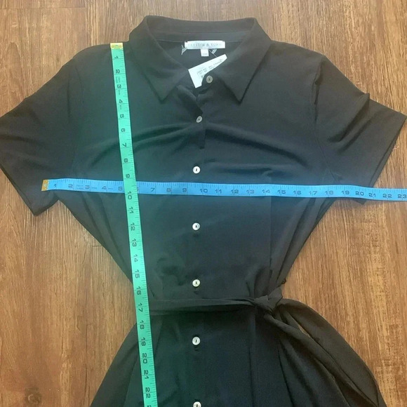 Preston & York Shirt Dress Tie Waist Black Sz Large NWT - Picture 5 of 10